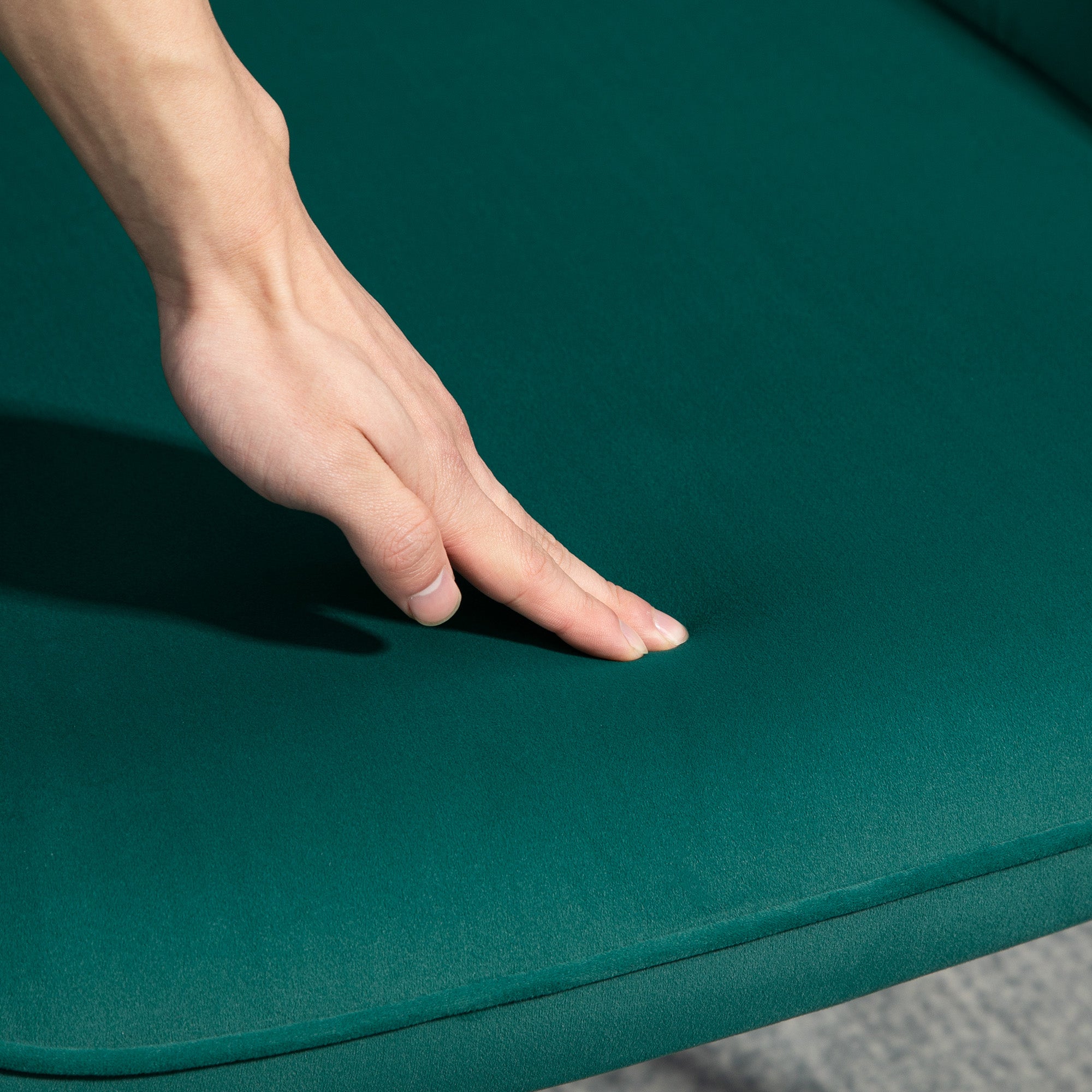 Scandinavian Style Relaxing Chair with Matching Footrest Black Metal Base Velvet Look Upholstery - Green