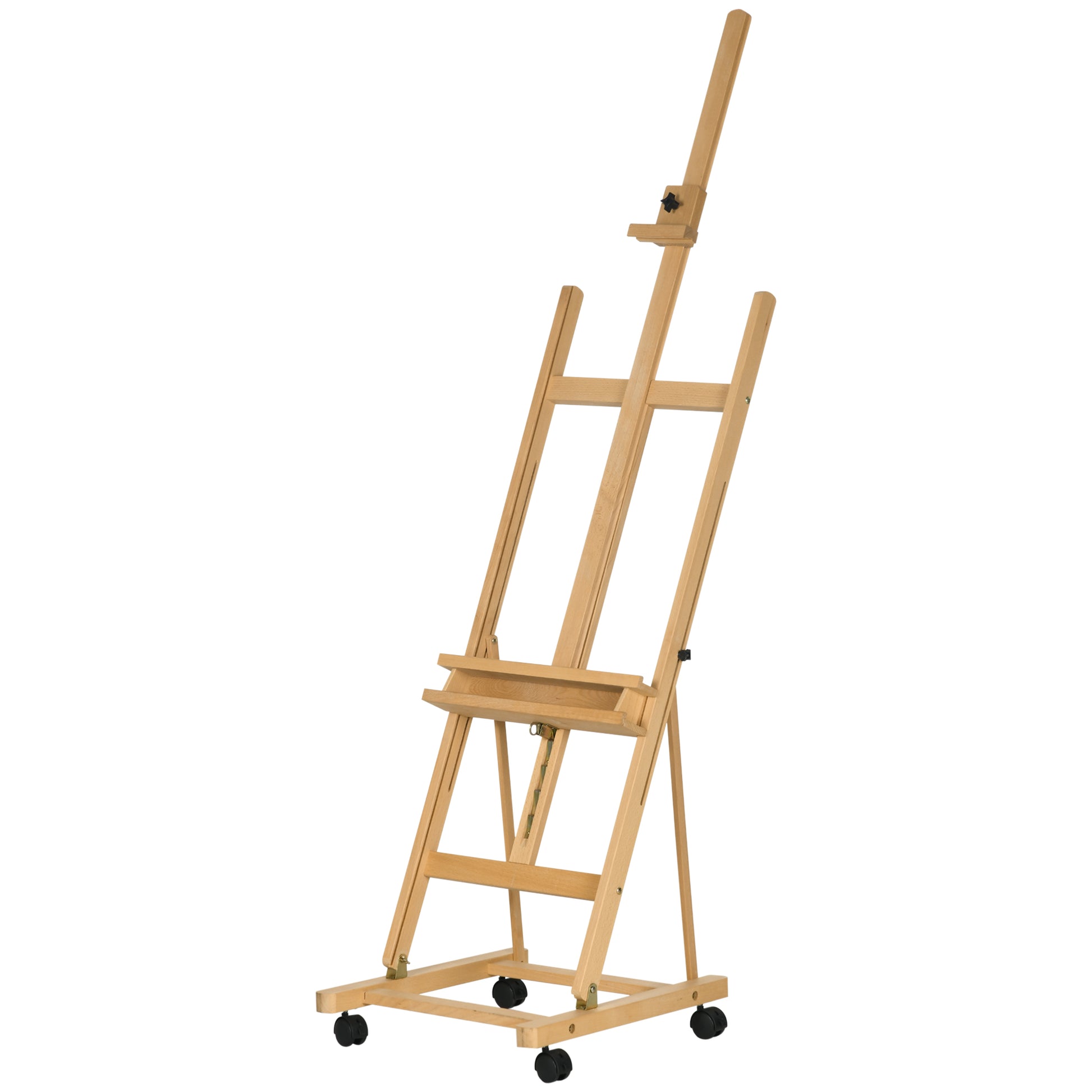 Easel Studio Easel with Wheels Height Adjustable Canvas Stand with Holder for Art Painting, Beech Wood for Canvases up to 118cm Height