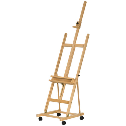 Easel Studio Easel with Wheels Height Adjustable Canvas Stand with Holder for Art Painting, Beech Wood for Canvases up to 118cm Height