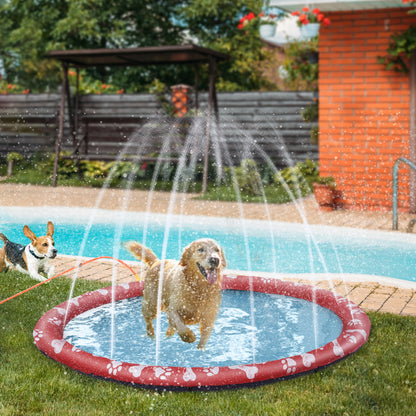 170 cm Sprinkler Mat Dog Inflatable Splash Pad Non-Slip Water Play Mat Water Mat Play Pool Water Sprinkler Dog Pool for Pets Summer Garden