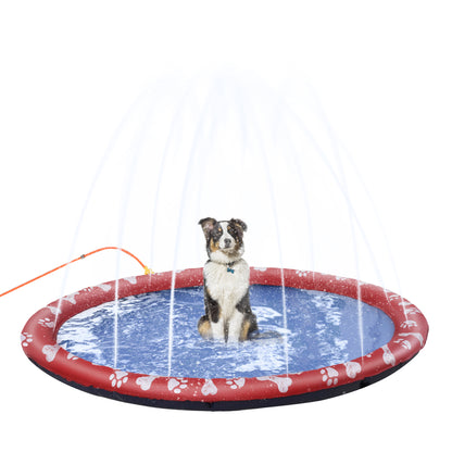 170 cm Sprinkler Mat Dog Inflatable Splash Pad Non-Slip Water Play Mat Water Mat Play Pool Water Sprinkler Dog Pool for Pets Summer Garden