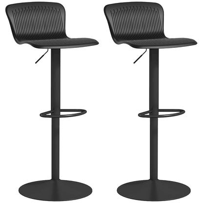 Set of 2 High Kitchen Stools Swivel Bar Chairs with Backrest and Adjustable Height 120 kg Load for Bar Living Room Dining Room Black