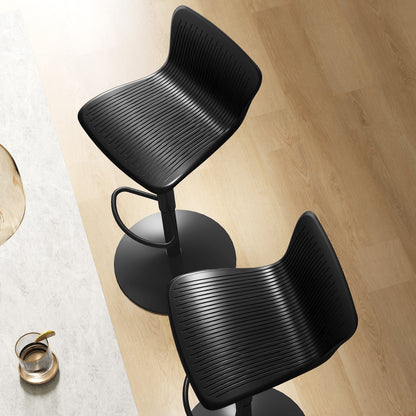 Set of 2 High Kitchen Stools Swivel Bar Chairs with Backrest and Adjustable Height 120 kg Load for Bar Living Room Dining Room Black