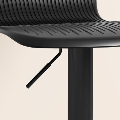 Set of 2 High Kitchen Stools Swivel Bar Chairs with Backrest and Adjustable Height 120 kg Load for Bar Living Room Dining Room Black