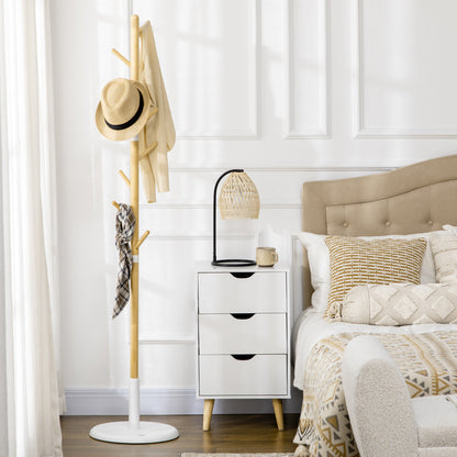 Bamboo Standing Coat Rack Modern Hall Tree with 8 Hooks for Clothes Bags Tree Coat Rack for Entryway Bedroom Ø37.8x175.6 cm Natural