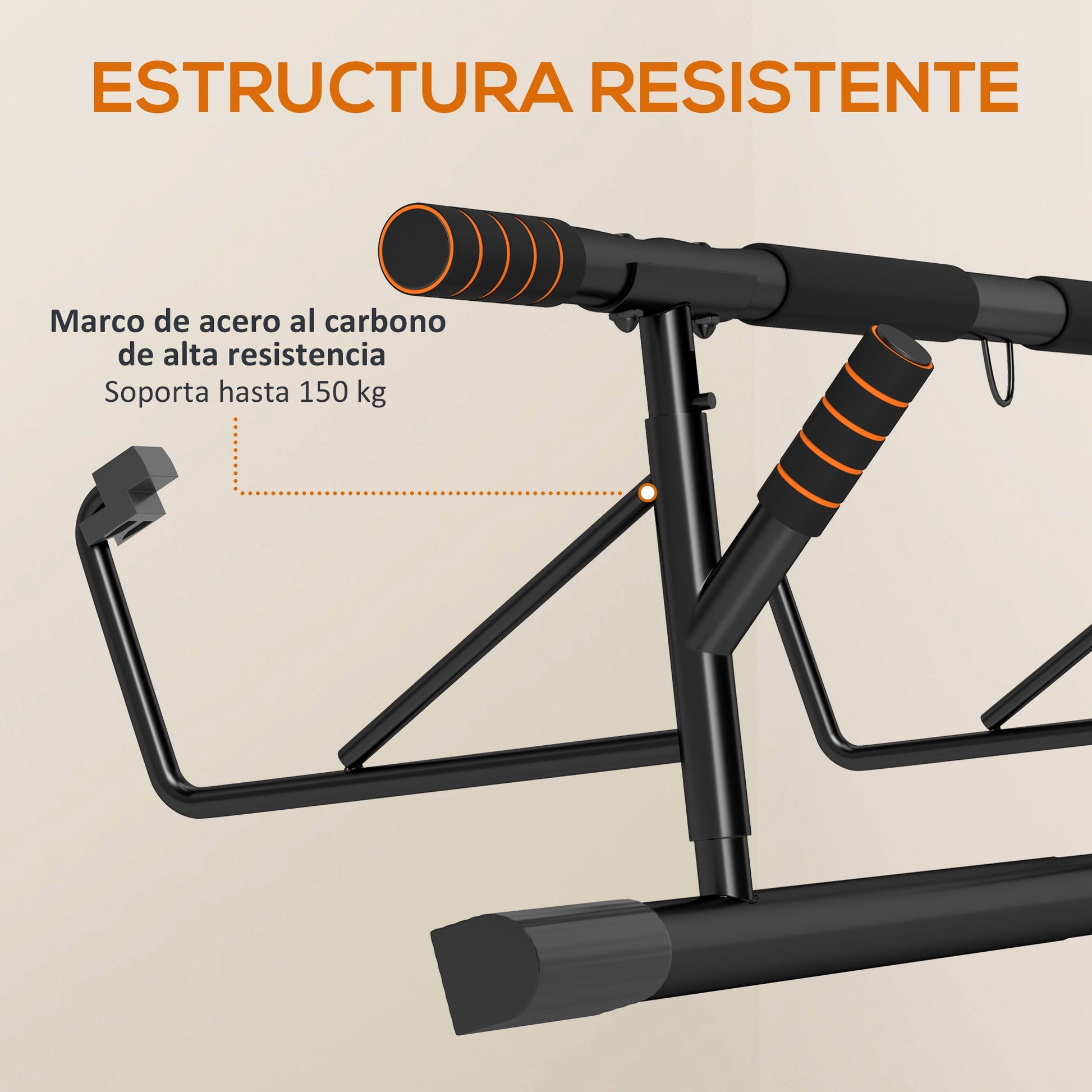 SPORTNOW Multifunctional Pull-Up Bar Wall-Mounted Pull-Up Bar with Resistance Bands Load 150 kg for Exercise and Home Gym Training Black and Orange