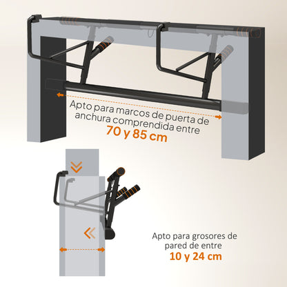 SPORTNOW Multifunctional Pull-Up Bar Wall-Mounted Pull-Up Bar with Resistance Bands Load 150 kg for Exercise and Home Gym Training Black and Orange