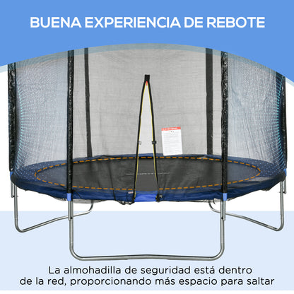 SPORTNOW Outdoor Trampoline Ø305x250 cm Trampoline for Kids Adults with Safety Net Ladder Edge Cover and Steel Frame for Garden Patio Blue