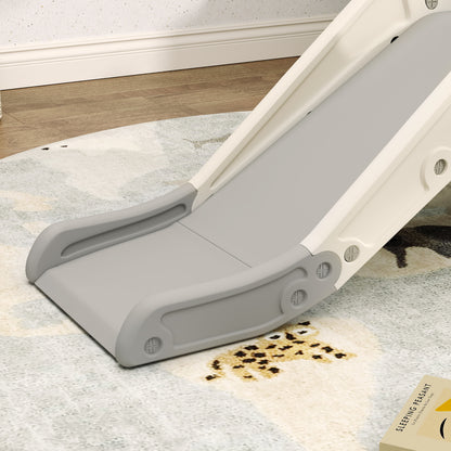 3-in-1 Children's Slide with Basketball Hoop and Climbing, Foldable Indoor Slide for Children, 2-5 Years Old, 132 x 48 x 57 cm, Cream