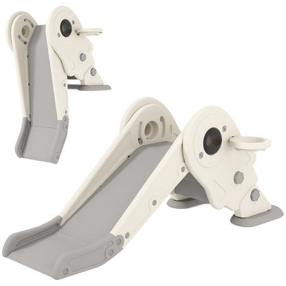 3-in-1 Children's Slide with Basketball Hoop and Climbing, Foldable Indoor Slide for Children, 2-5 Years Old, 132 x 48 x 57 cm, Cream