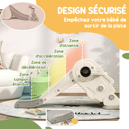 3-in-1 Children's Slide with Basketball Hoop and Climbing, Foldable Indoor Slide for Children, 2-5 Years Old, 132 x 48 x 57 cm, Cream