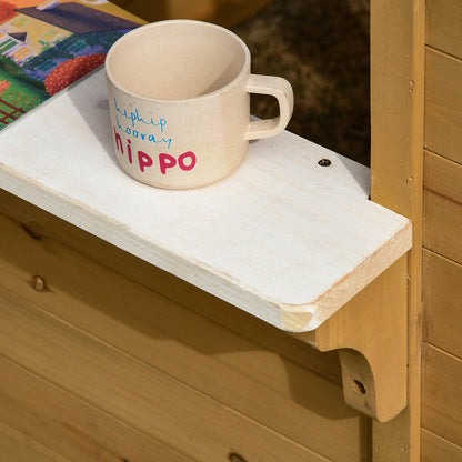 Wooden Children's Playhouse Outdoor Playhouse with Door, Window, Planter, Mailbox, Bench Garden House Kids House for Children 3-6 Years