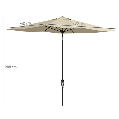 6.6 x 9.8 ft (2 x 3 m) Rectangular Tilt Patio Umbrella with Crank, 180 GSM Water-Resistant Polyester — Cream