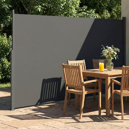Retractable Opaque Side Awning — Privacy Screen, UPF 50+ Water-Resistant Windbreak, 420 x 185 cm (13'9" x 6'1") — Dark Gray