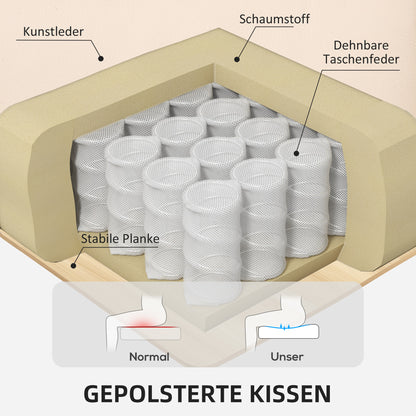 Reclining Chair with Footstool, 360° Swivel TV Chair with Reclining Function, TV Chair with Pocket Spring for Living Room, Faux Leather, Cream White