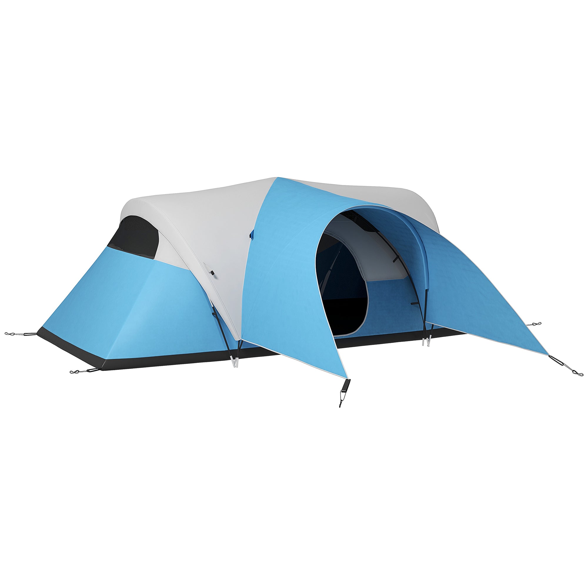 Tunnel Tent, Camping Tent, Water-Resistant Family Tent for 6 People, Festival Tent with Windows, Carry Bag, for Garden, Patio, Blue