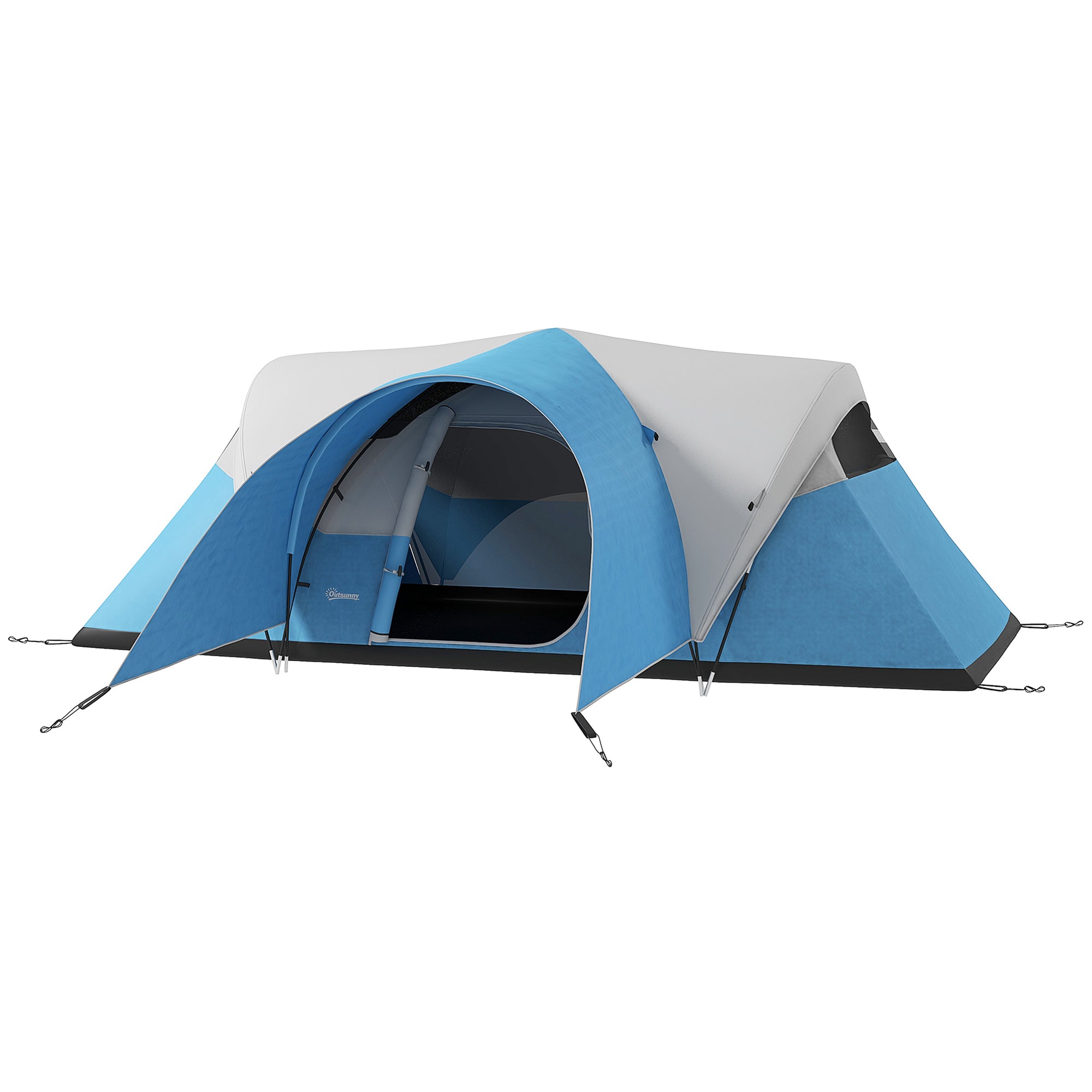 Tunnel Tent, Camping Tent, Water-Resistant Family Tent for 6 People, Festival Tent with Windows, Carry Bag, for Garden, Patio, Blue