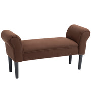 Entry Bench End of Bed Upholstered for Bedroom, Voile Fabric, Brown, 102 x 36 x 51 cm
