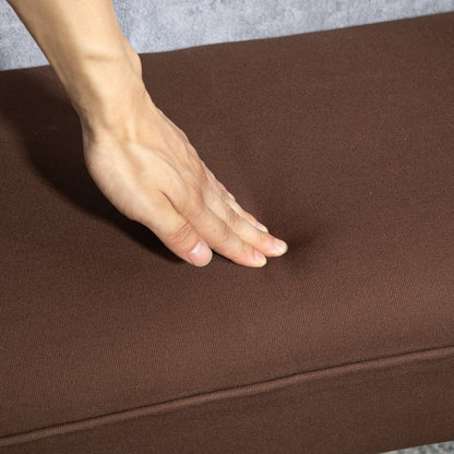 Entry Bench End of Bed Upholstered for Bedroom, Voile Fabric, Brown, 102 x 36 x 51 cm