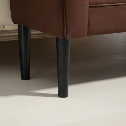 Entry Bench End of Bed Upholstered for Bedroom, Voile Fabric, Brown, 102 x 36 x 51 cm