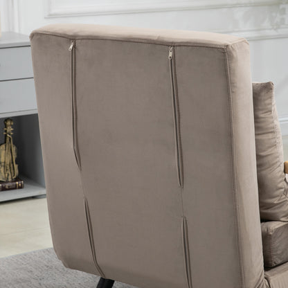 Sleeper Sofa, Folding Bed with Bed Function, Recliner Chair with Back Cushion, Cushioned Sofa with Adjustable Backrest, Velvet Look, 63 x 73 x 81 cm, Light Brown