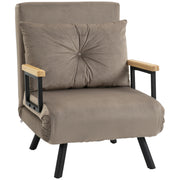 Sleeper Sofa, Folding Bed with Bed Function, Recliner Chair with Back Cushion, Cushioned Sofa with Adjustable Backrest, Velvet Look, 63 x 73 x 81 cm, Light Brown