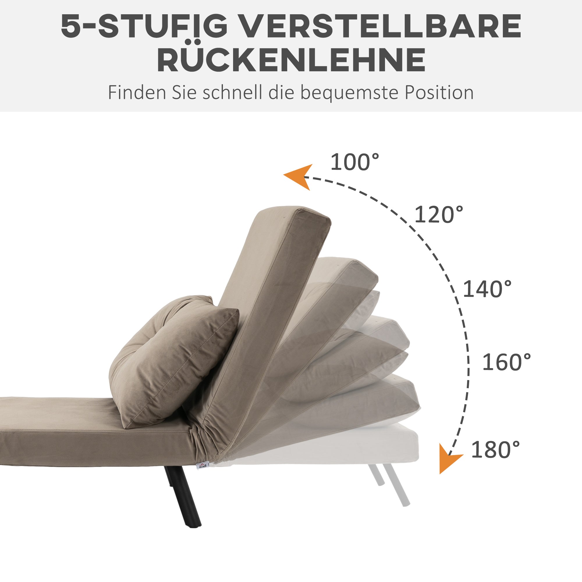 Sleeper Sofa, Folding Bed with Bed Function, Recliner Chair with Back Cushion, Cushioned Sofa with Adjustable Backrest, Velvet Look, 63 x 73 x 81 cm, Light Brown