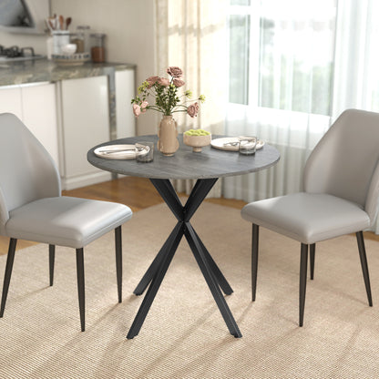 Round Dining Table, 31.5 in Diameter, Industrial-Style Steel X-Legs, Kitchen/Dining/Home Office, Gray