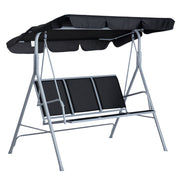 Hollywood Swing with Adjustable Sun Canopy, 3-Seater Garden Swing with Anti-Slip Feet, Swing Bench Loadable up to 240 kg, Garden Lounger for Garden, Terrace, 170x110x153cm, Gray + Black