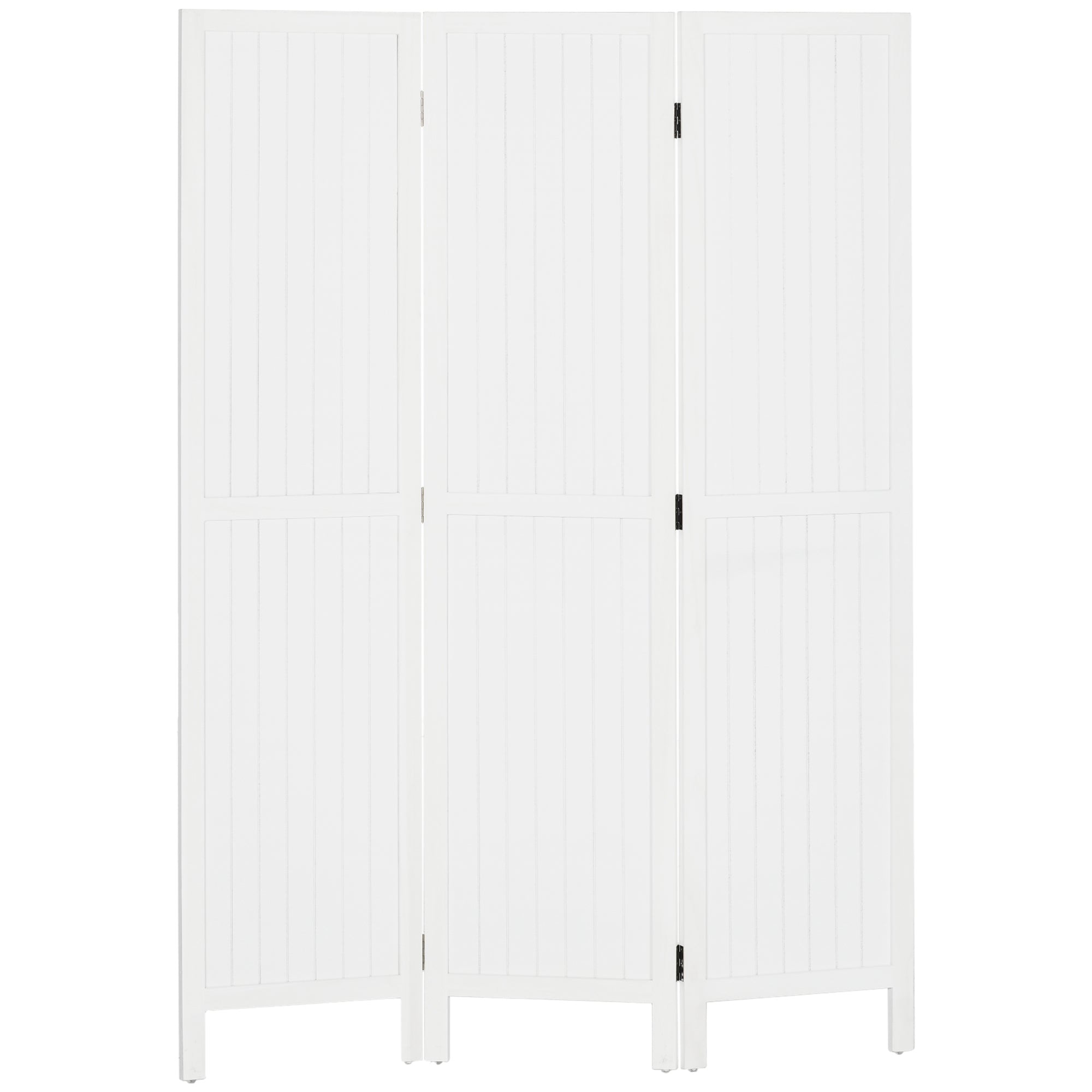 3-Panel Folding Room Divider 120x1.8x170 cm Privacy Screen Rustic Style for Office Bedroom Living Room White