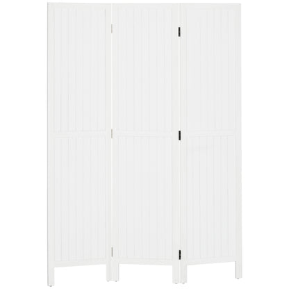 3-Panel Folding Room Divider 120x1.8x170 cm Privacy Screen Rustic Style for Office Bedroom Living Room White