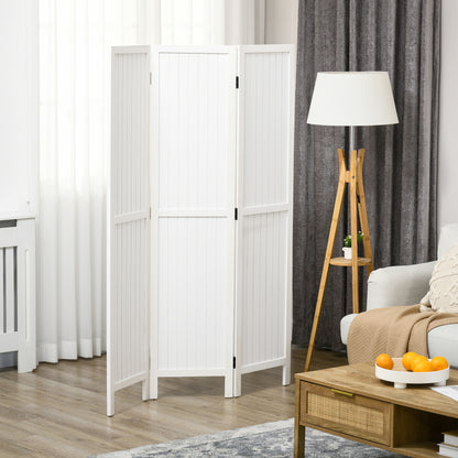 3-Panel Folding Room Divider 120x1.8x170 cm Privacy Screen Rustic Style for Office Bedroom Living Room White