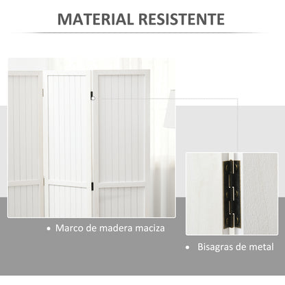 3-Panel Folding Room Divider 120x1.8x170 cm Privacy Screen Rustic Style for Office Bedroom Living Room White