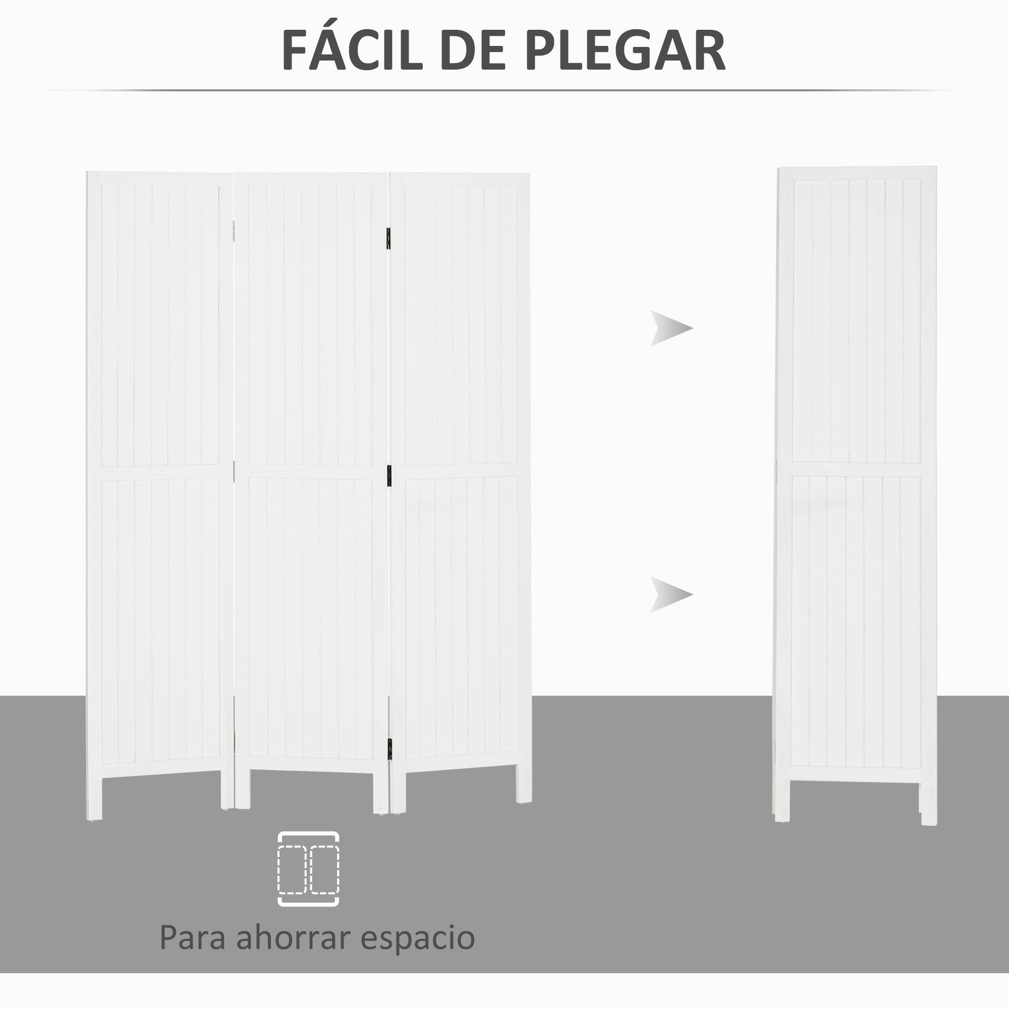 3-Panel Folding Room Divider 120x1.8x170 cm Privacy Screen Rustic Style for Office Bedroom Living Room White