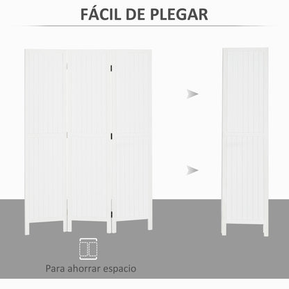 3-Panel Folding Room Divider 120x1.8x170 cm Privacy Screen Rustic Style for Office Bedroom Living Room White