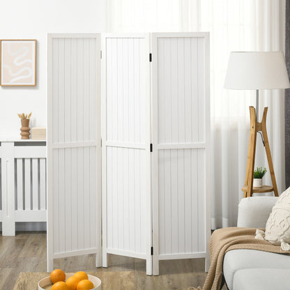 3-Panel Folding Room Divider 120x1.8x170 cm Privacy Screen Rustic Style for Office Bedroom Living Room White