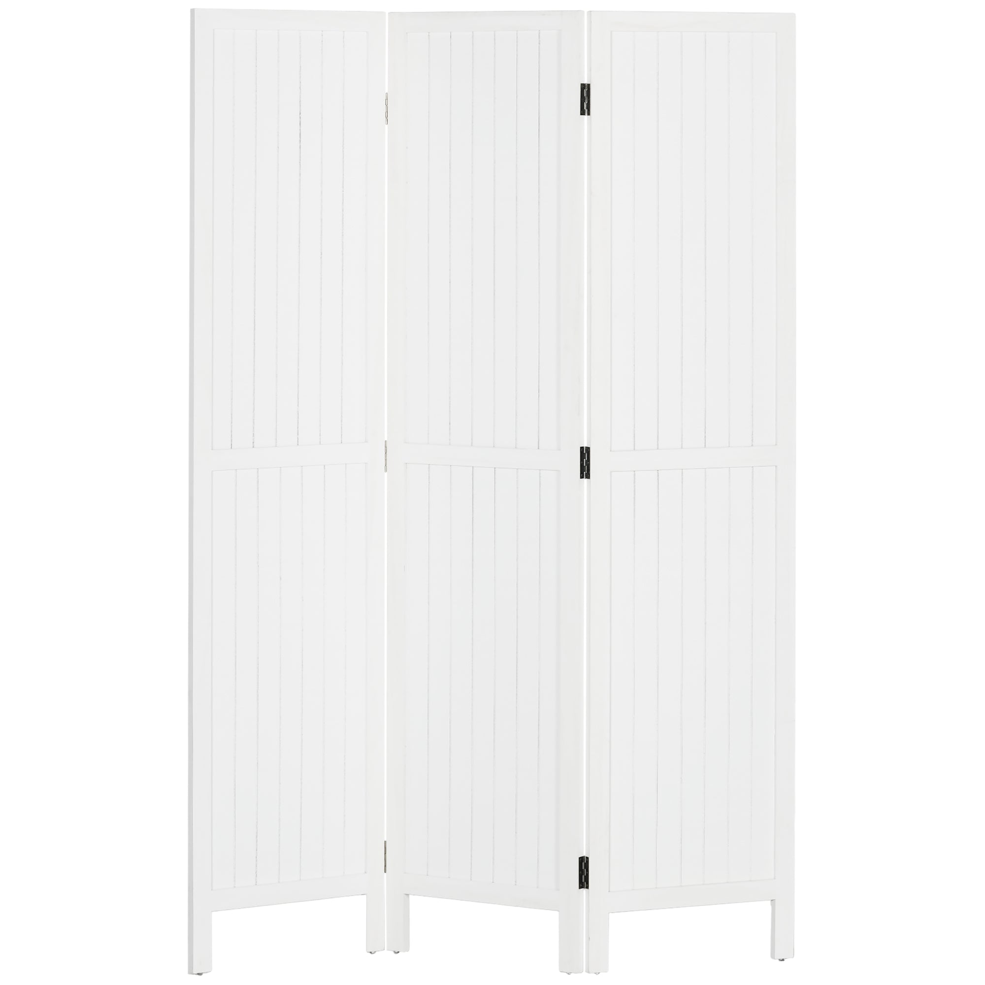 3-Panel Folding Room Divider 120x1.8x170 cm Privacy Screen Rustic Style for Office Bedroom Living Room White