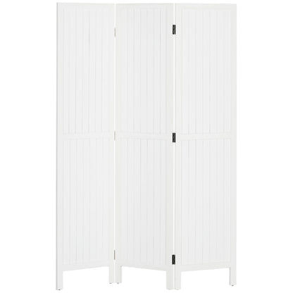 3-Panel Folding Room Divider 120x1.8x170 cm Privacy Screen Rustic Style for Office Bedroom Living Room White