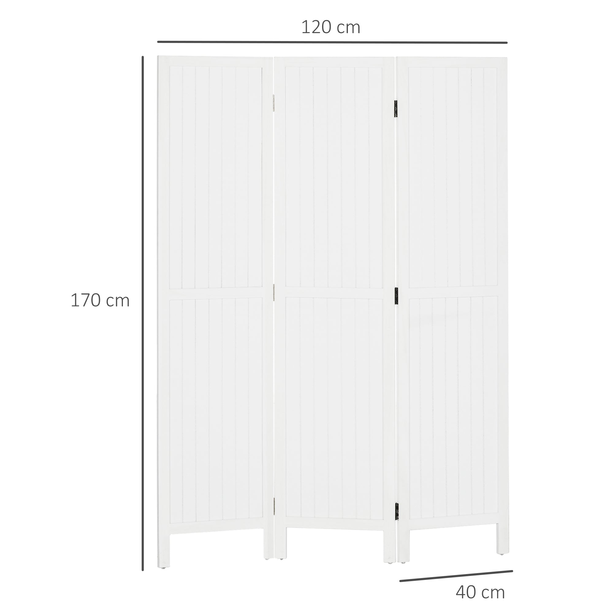 3-Panel Folding Room Divider 120x1.8x170 cm Privacy Screen Rustic Style for Office Bedroom Living Room White