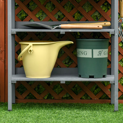 Planting Table Gardening Table Flower Table with Metal Work Surface Garden Wood Gray 76 x 37 x 89 cm