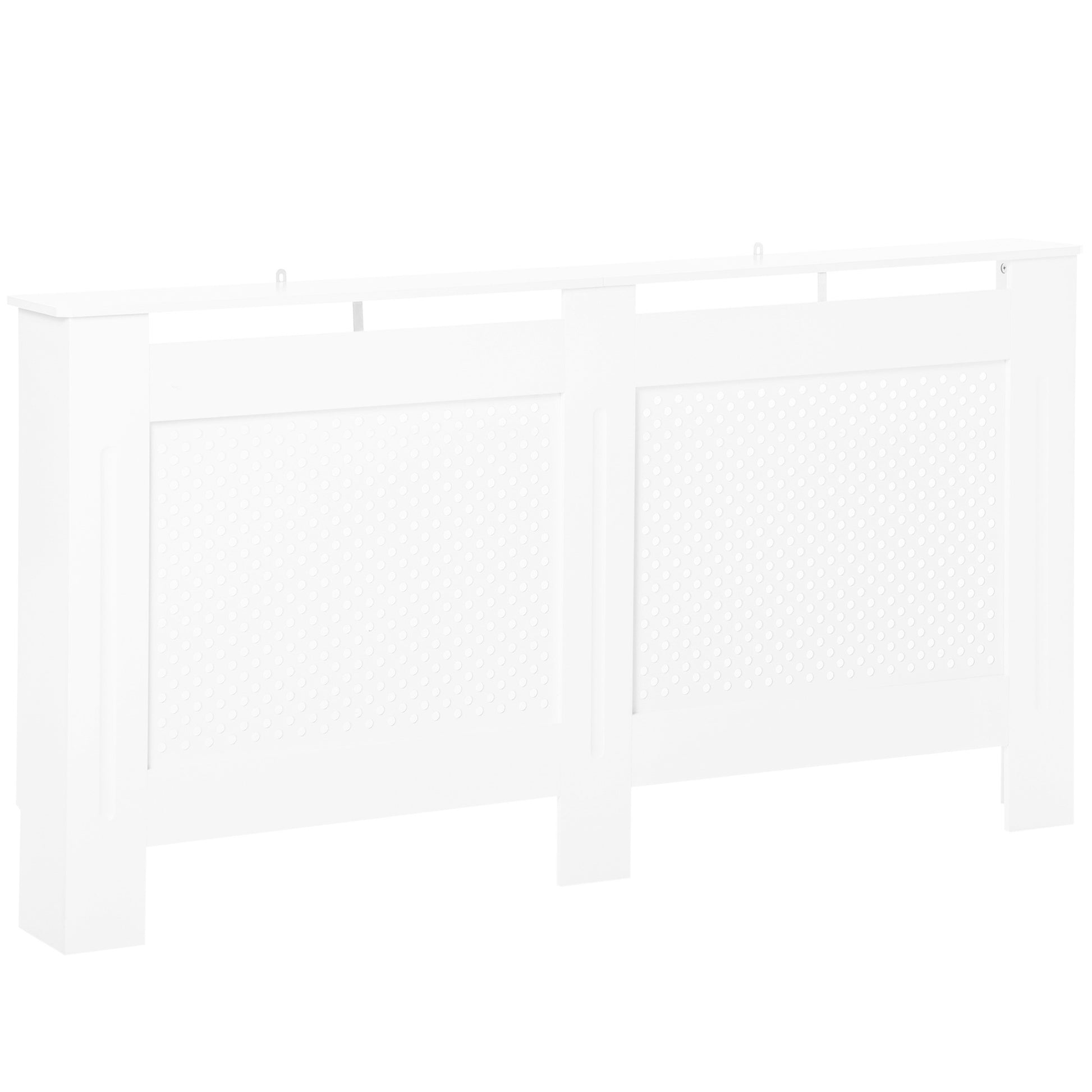 MDF Wood Radiator Cover, Modern Radiator Cabinet with Painted White Top Shelf, 151.5x82x19 cm