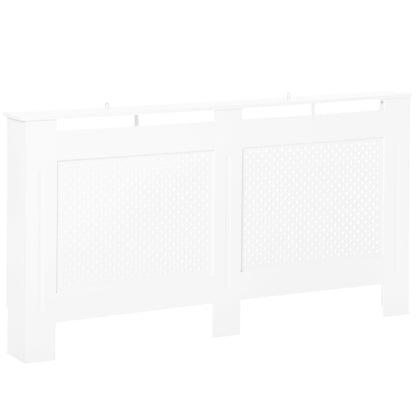 MDF Wood Radiator Cover, Modern Radiator Cabinet with Painted White Top Shelf, 151.5x82x19 cm