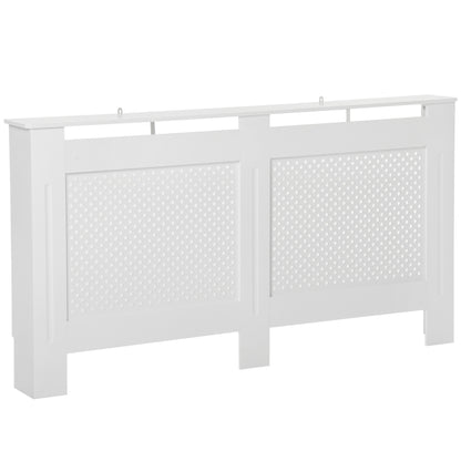 MDF Wood Radiator Cover, Modern Radiator Cabinet with Painted White Top Shelf, 151.5x82x19 cm