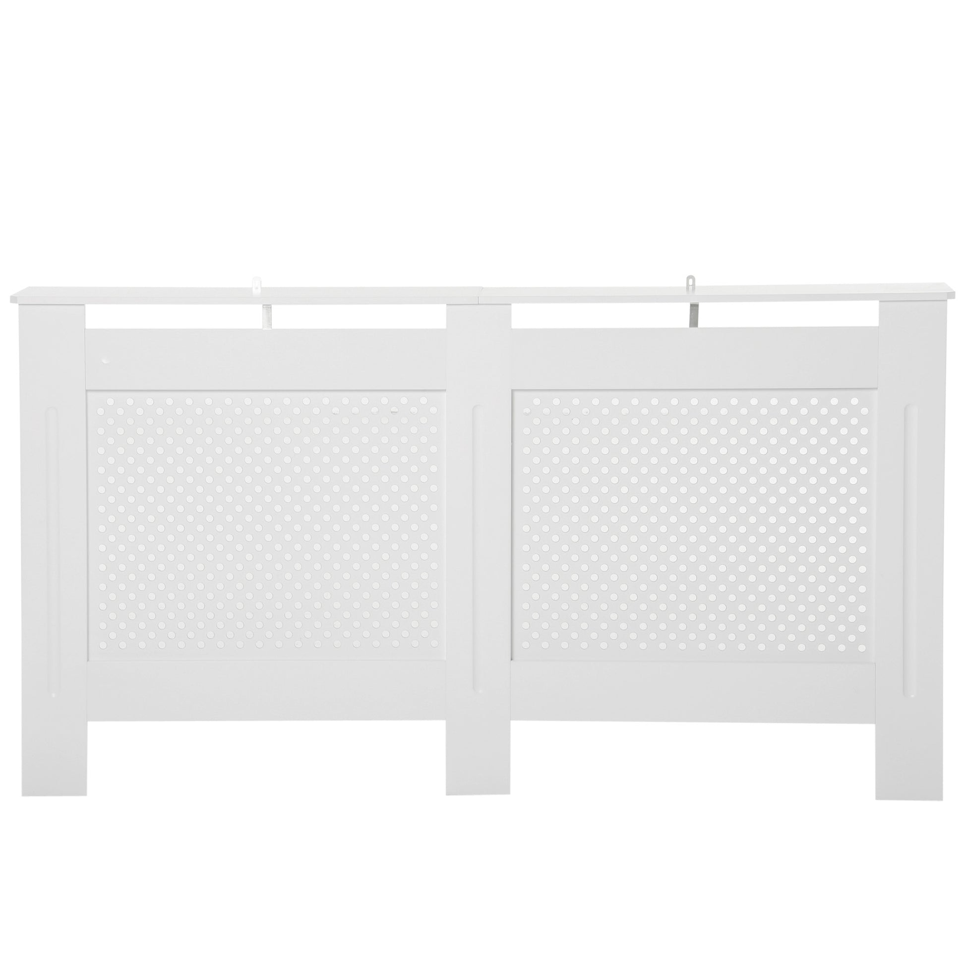 MDF Wood Radiator Cover, Modern Radiator Cabinet with Painted White Top Shelf, 151.5x82x19 cm