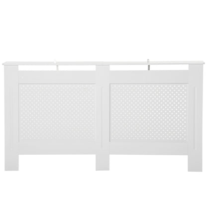 MDF Wood Radiator Cover, Modern Radiator Cabinet with Painted White Top Shelf, 151.5x82x19 cm