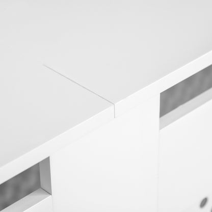 MDF Wood Radiator Cover, Modern Radiator Cabinet with Painted White Top Shelf, 151.5x82x19 cm