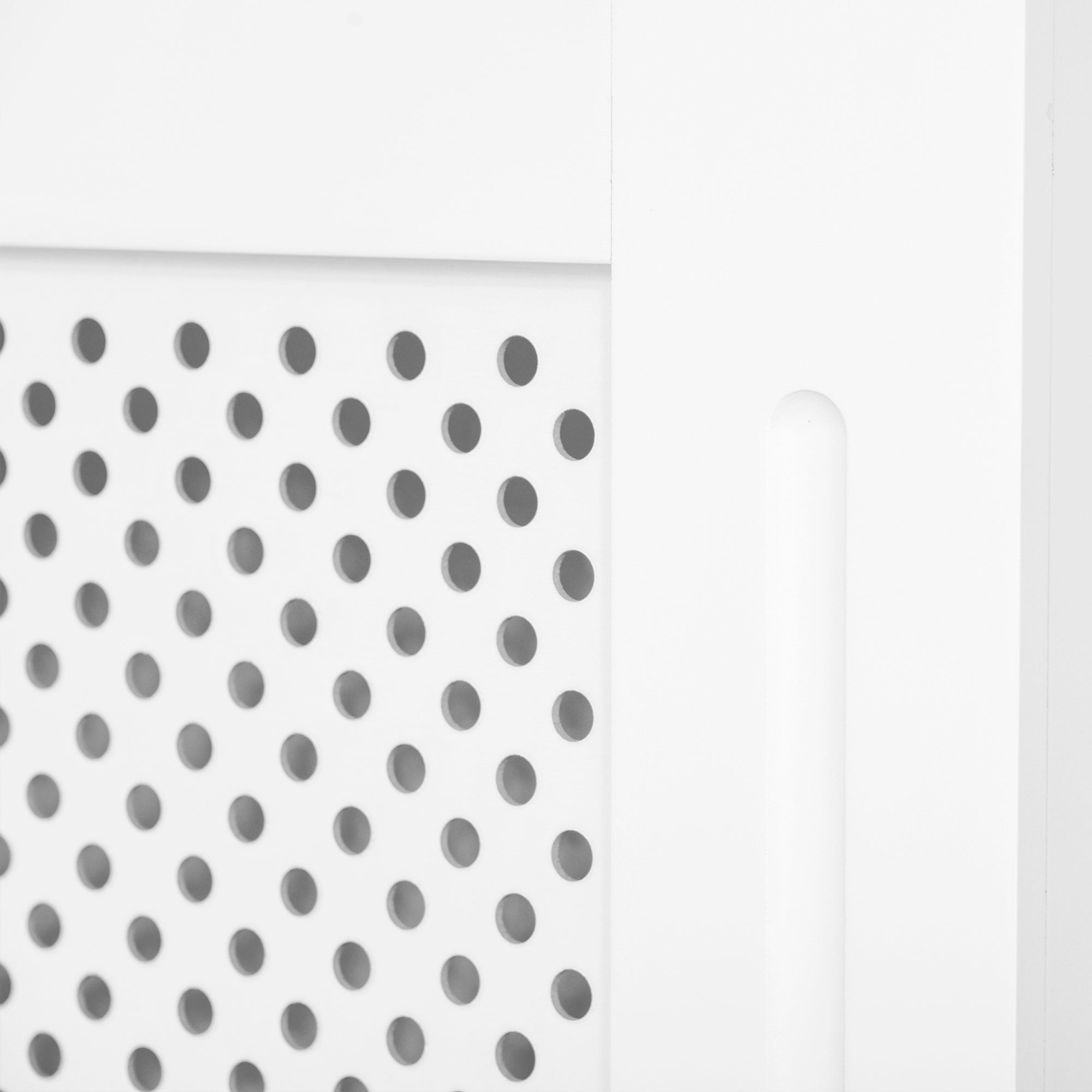 MDF Wood Radiator Cover, Modern Radiator Cabinet with Painted White Top Shelf, 151.5x82x19 cm