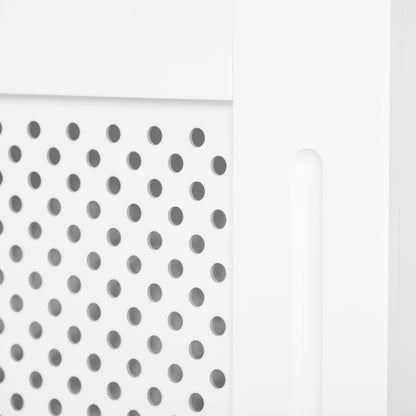 MDF Wood Radiator Cover, Modern Radiator Cabinet with Painted White Top Shelf, 151.5x82x19 cm