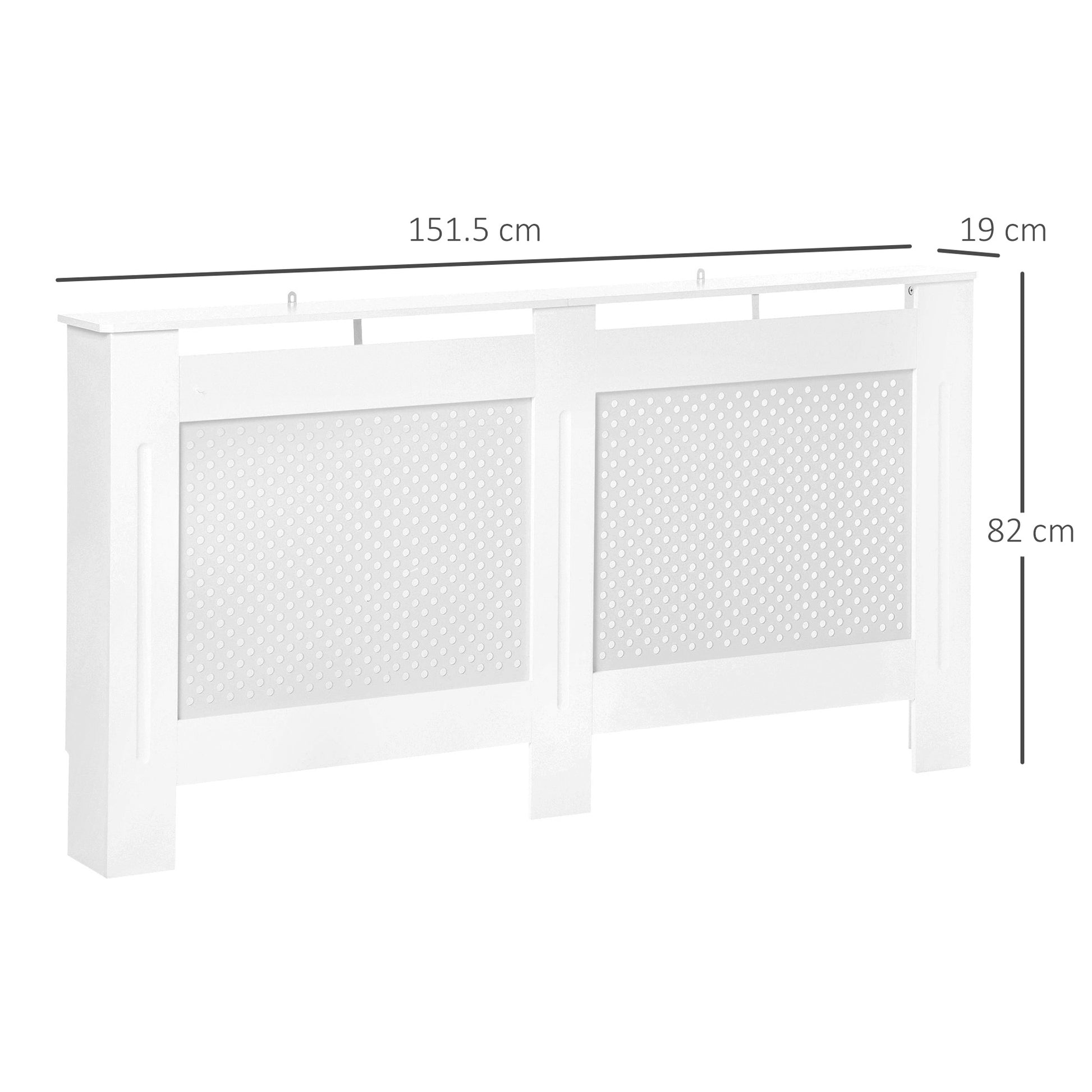 MDF Wood Radiator Cover, Modern Radiator Cabinet with Painted White Top Shelf, 151.5x82x19 cm