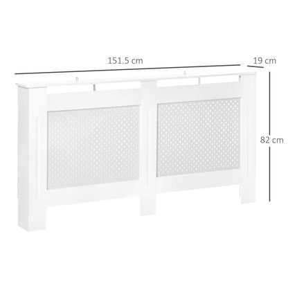 MDF Wood Radiator Cover, Modern Radiator Cabinet with Painted White Top Shelf, 151.5x82x19 cm